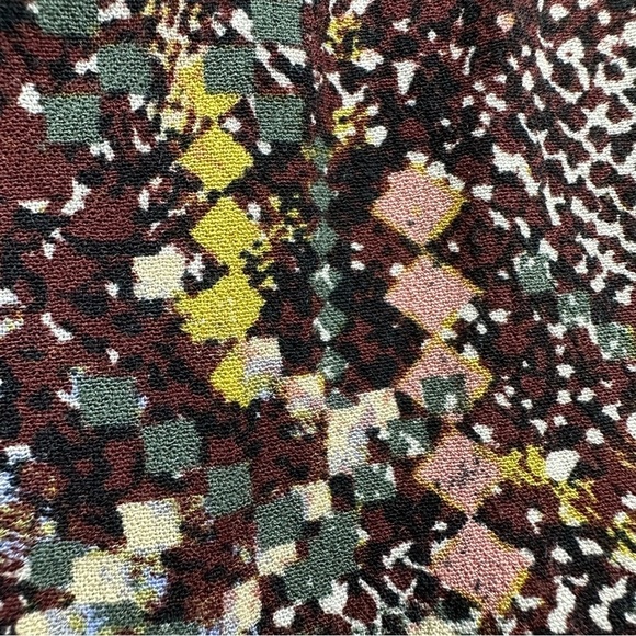 Free People Skirt Womens 6 Saturday Sun Mini Miniskirt Brown Yellow Print Ruched - Picture 13 of 13